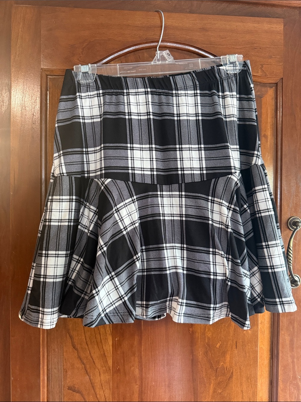 Black & White Plaid Skater Flared Skort
